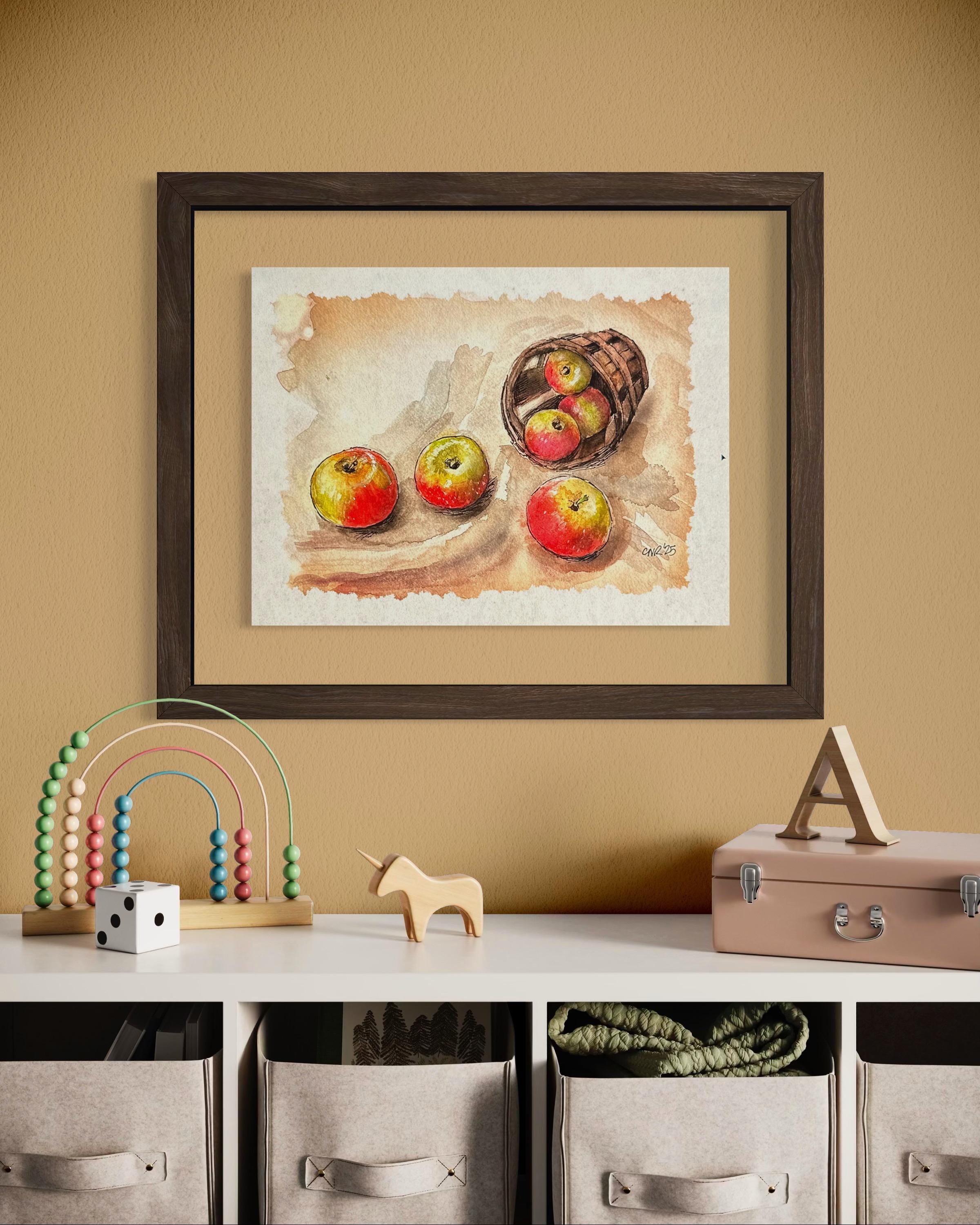 Rustic Apple Harvest Watercolor - Fall Home Decor | Art Print