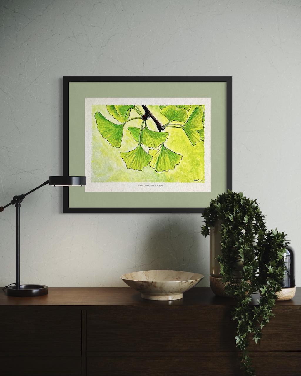 Ginkgo Leaves in Sunlight – Whimsical Botanical Nature  Decor – Watercolor | Art Print