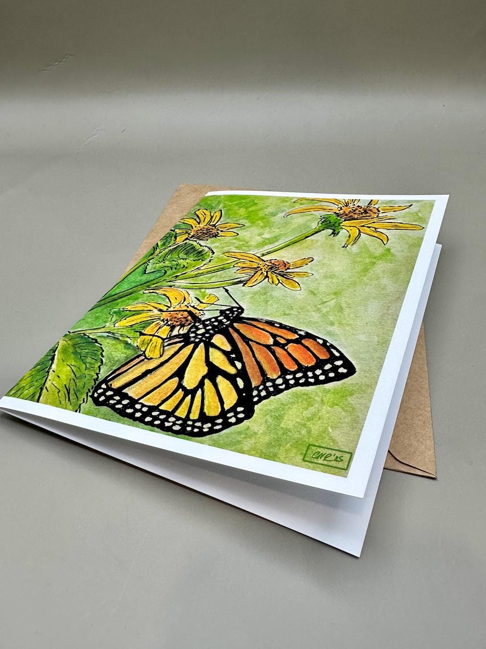 Monarch Butterfly on Yellow Wildflower Art Print | 5x7" Blank Greeting Card