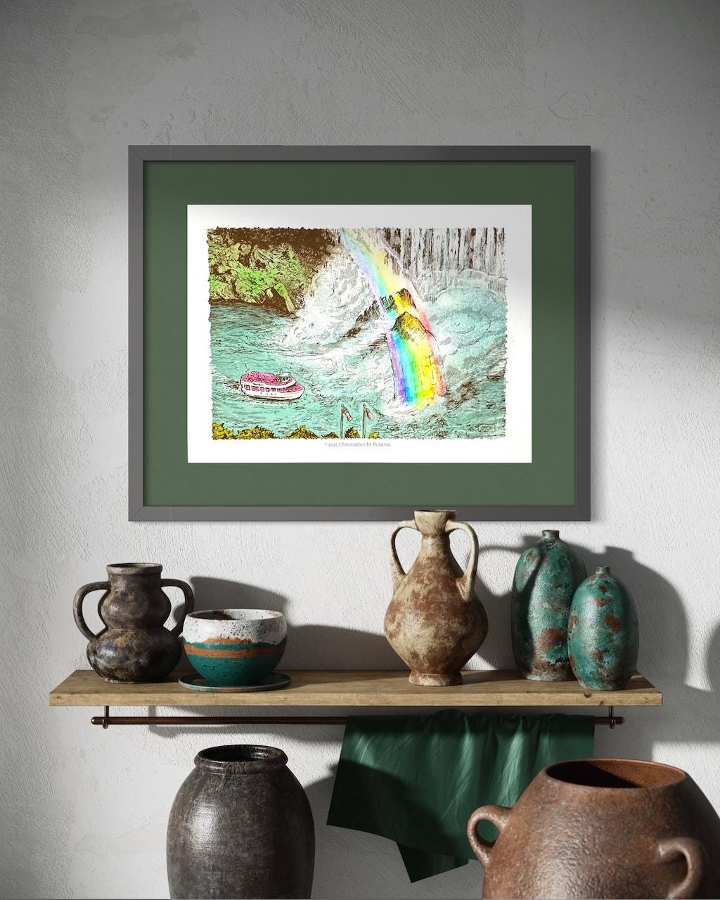 Maid of the Mist Watercolor and Pen Illustration – Niagara Falls Wall Decor Souvenir | Art Print