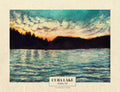 Cuba NY Lake Sunset Watercolor Landscape Scene | 8x10" Art Print
