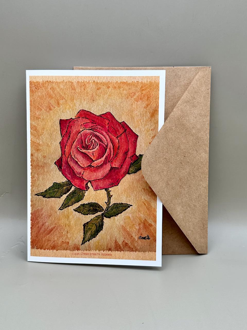 Santa Fe Rose - Grateful Dead Botanical Painting | 5x7" Blank Greeting Card