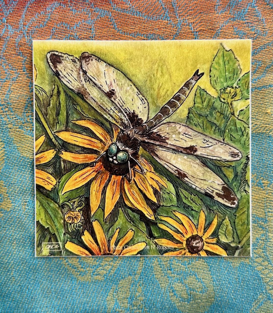 Dragonfly Garden Watercolor Natural Science Decal | 4" Waterproof Sticker