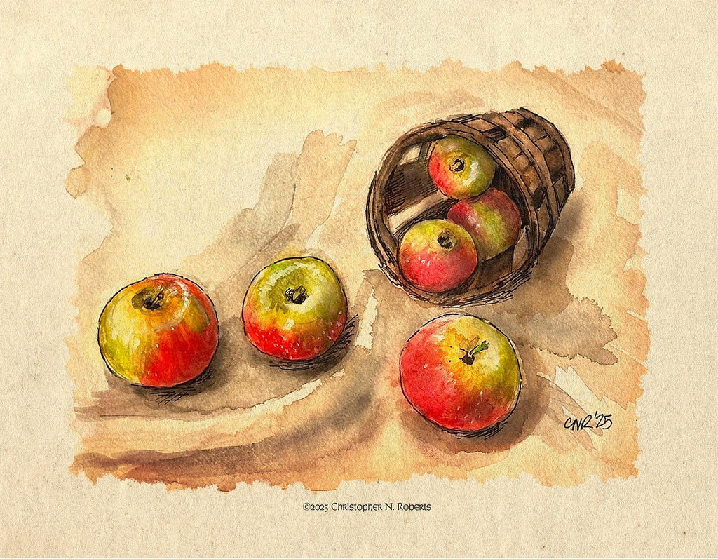 Rustic Apple Harvest Watercolor - Fall Home Decor | Art Print