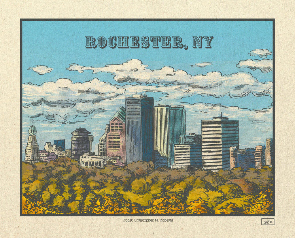 Rochester NY Skyline at Cobb's Hill - Colorful Fall Foliage | Art Print