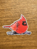 Male Cardinal Watercolor Illustration - Bird Lover Decal | 3" Waterproof Sticker