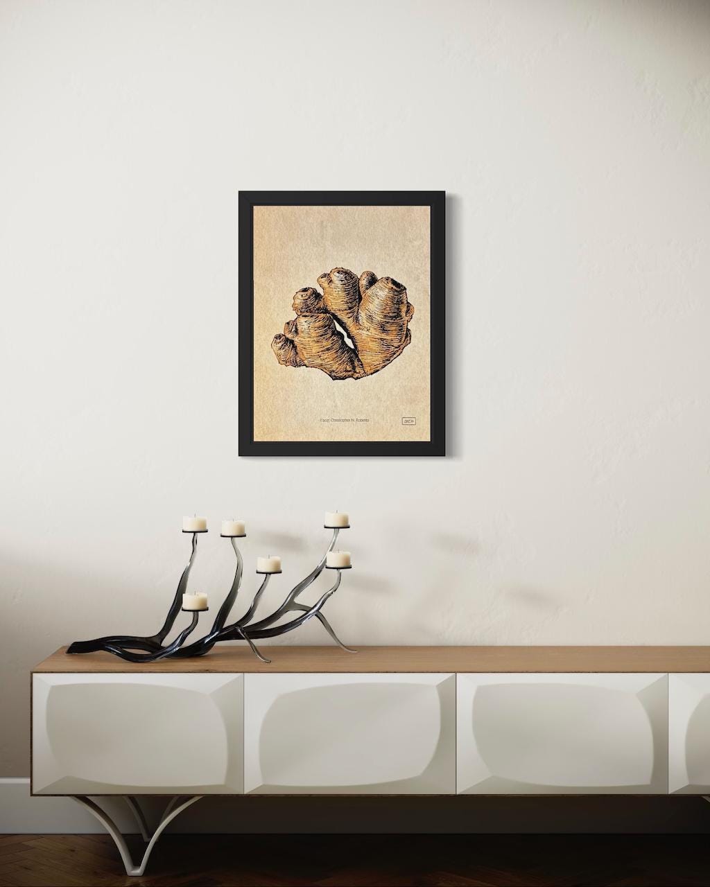 Ginger Root Natural Science Illustration - Kitchen and Restaurant Decor - Food Lover Gift | Art Print