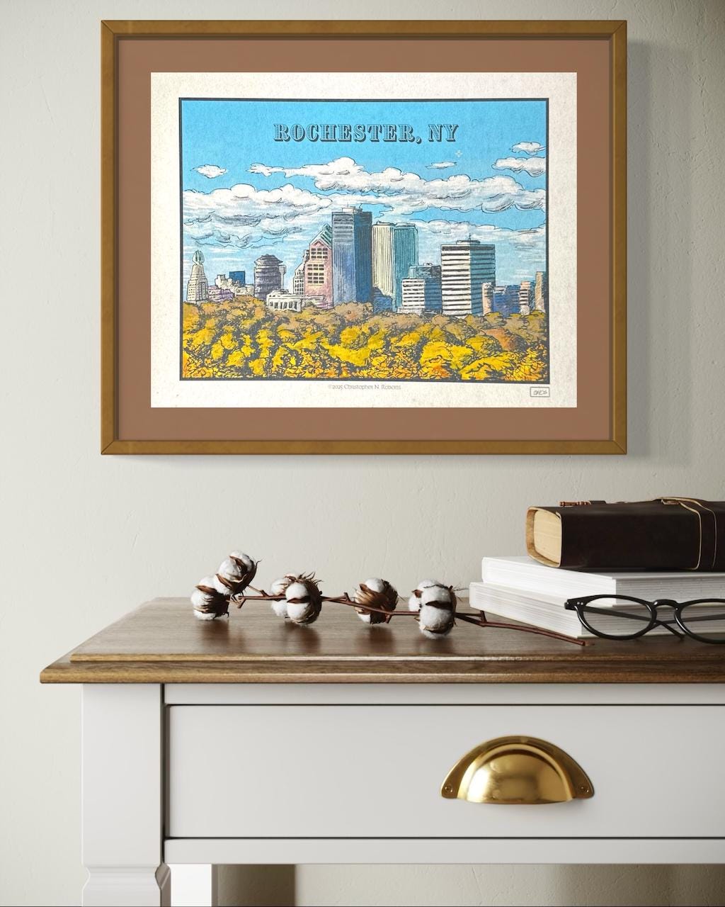 Rochester NY Skyline at Cobb's Hill - Colorful Fall Foliage | Art Print
