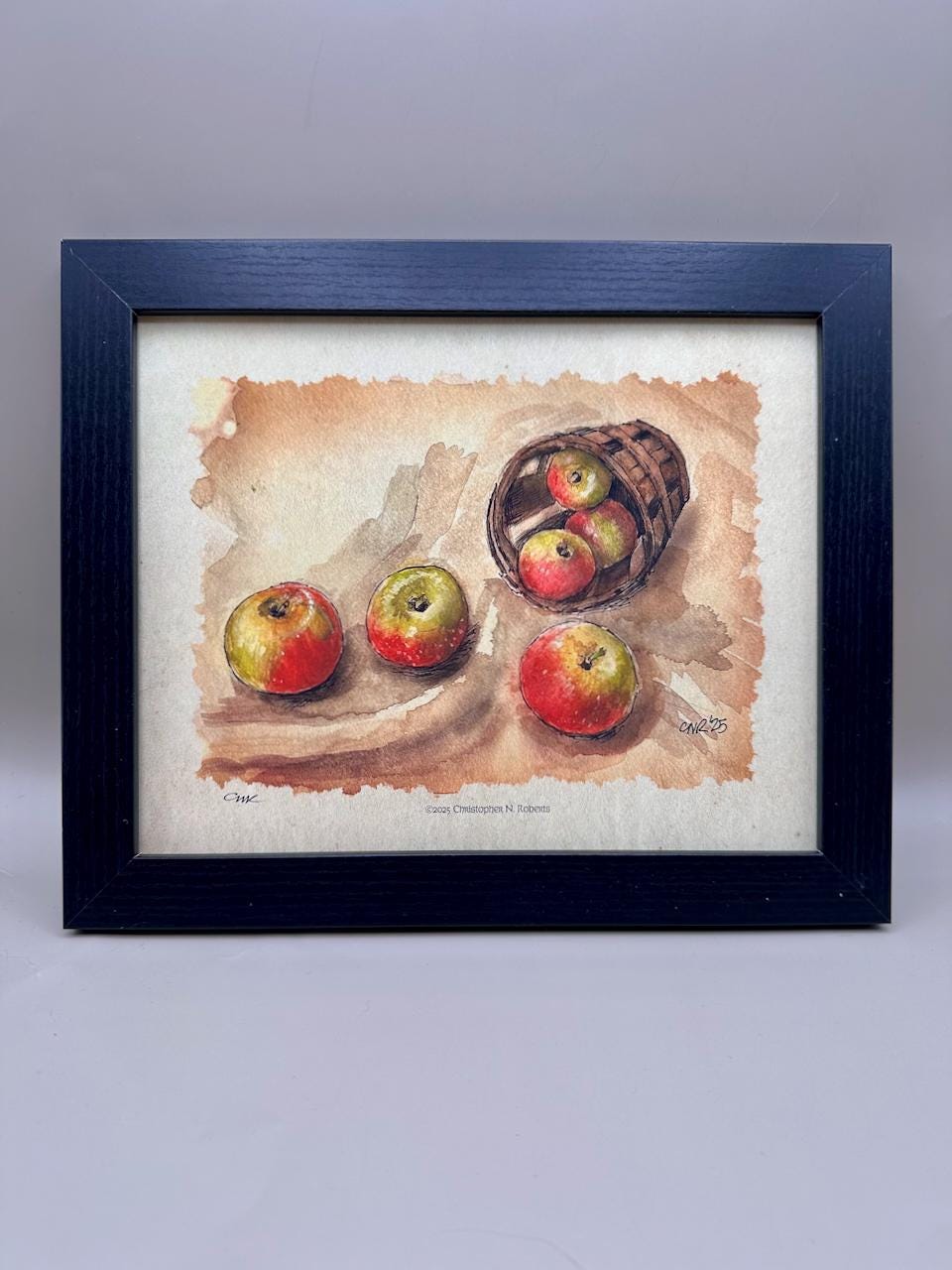 Rustic Apple Harvest Watercolor - Fall Home Decor | Art Print