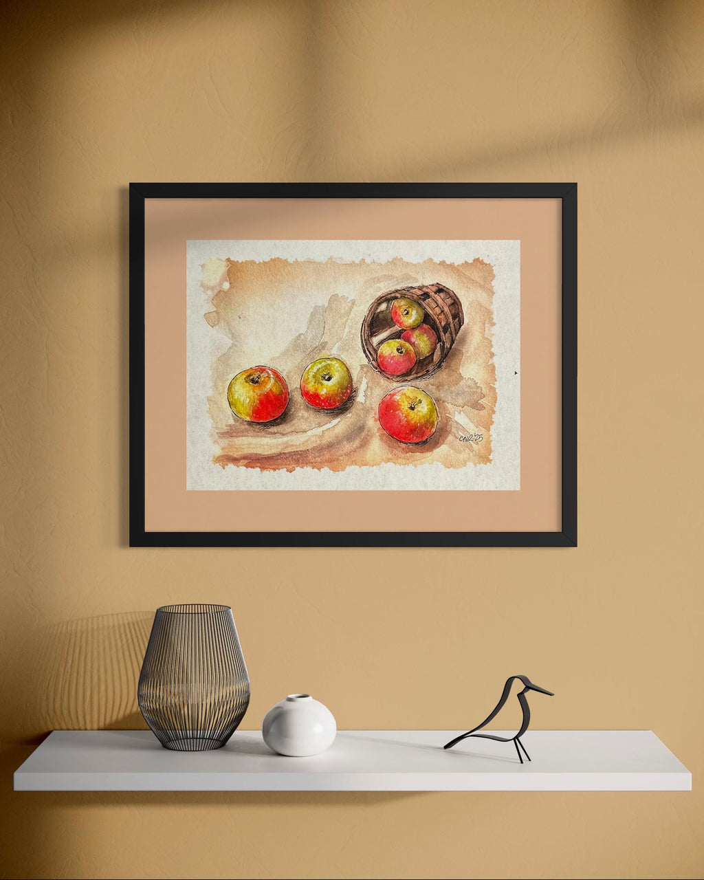 Rustic Apple Harvest Watercolor - Fall Home Decor | Art Print