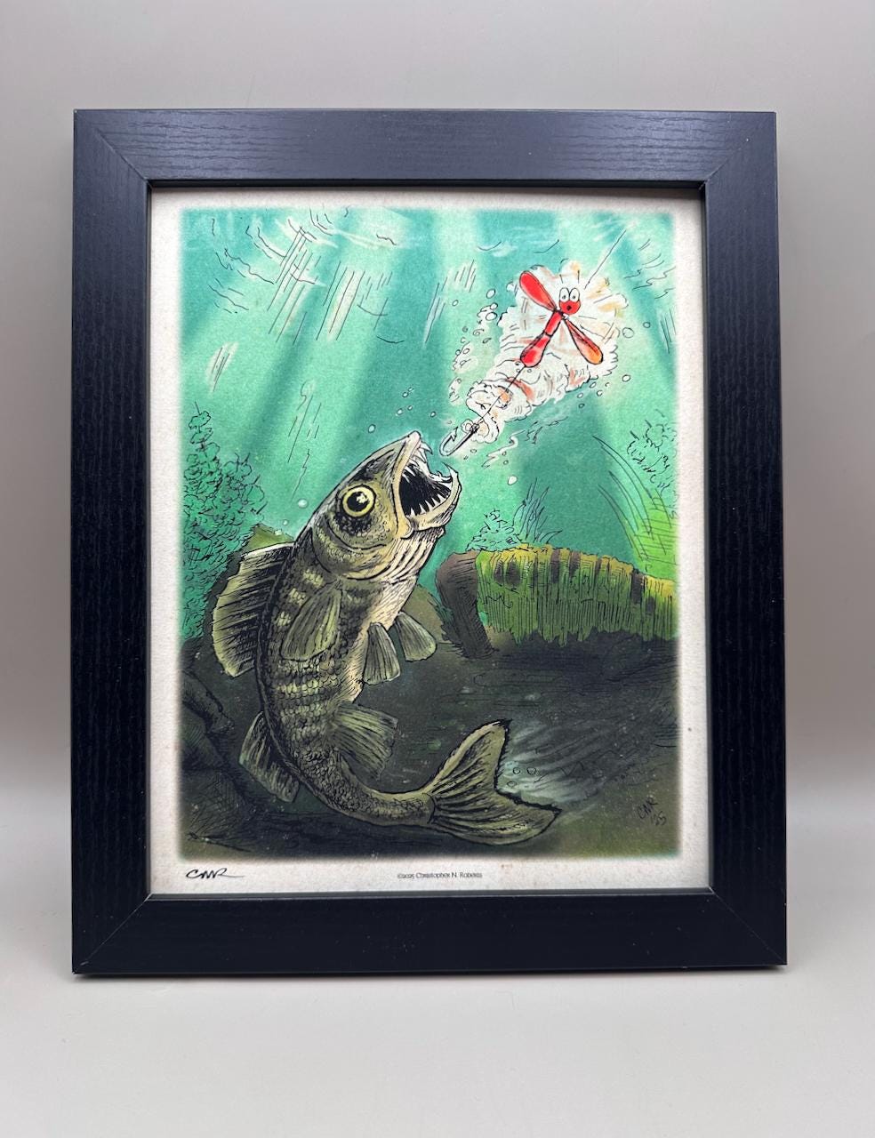 Walleye Fishing & Spinning Lure Illustration – Whimsical Lodge Wall Decor | Art Print