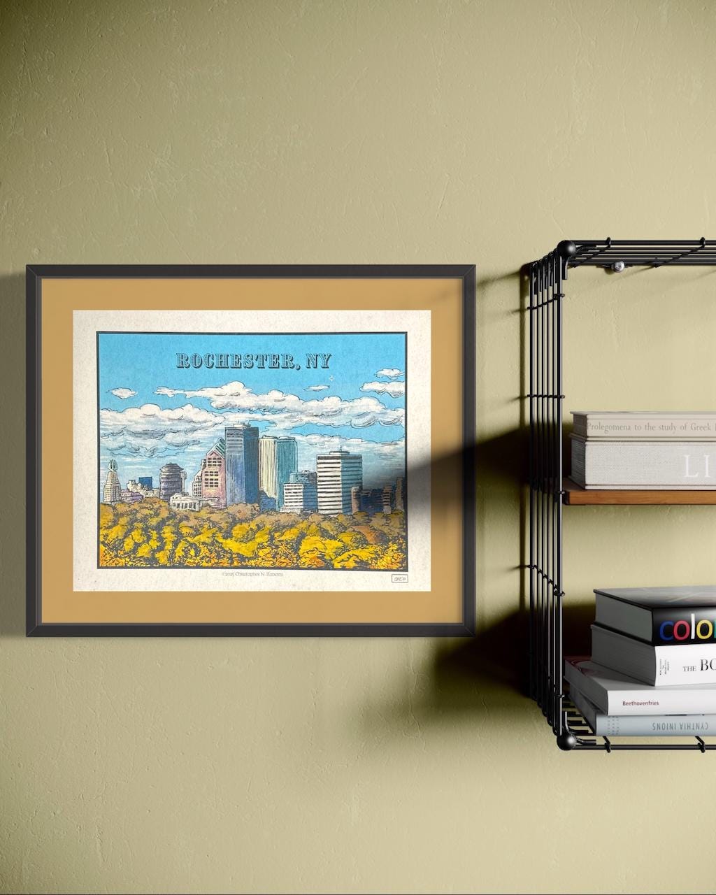 Rochester NY Skyline at Cobb's Hill - Colorful Fall Foliage | Art Print