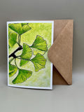 Ginkgo Leaves in Sunlight - Watercolor Art Print | 5x7" Blank Greeting Card