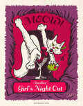 Girls Night Out - Sassy Cat in Martini Glass - Sexy Feline Poster | Art Print