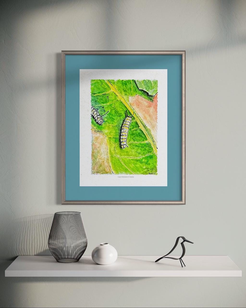 Monarch Butterfly Caterpillar Metamorphosis Part I - Whimsical Caterpillars on Milkweed | Art Print