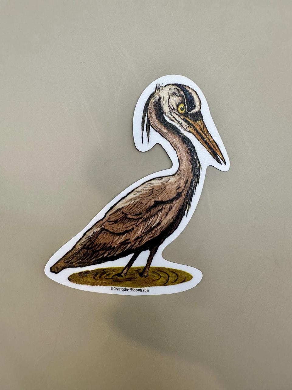 Blue Heron Whimsical Illustration - Bird Lover Decal | 3" Waterproof Sticker