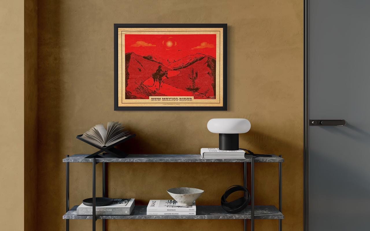 New Mexico (Lone) Rider Canvas Cowboy Print, Grateful Dead Music Lovers | Canvas Wall Art