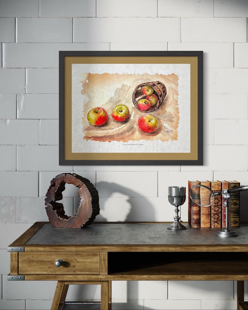 Rustic Apple Harvest Watercolor - Fall Home Decor | Art Print
