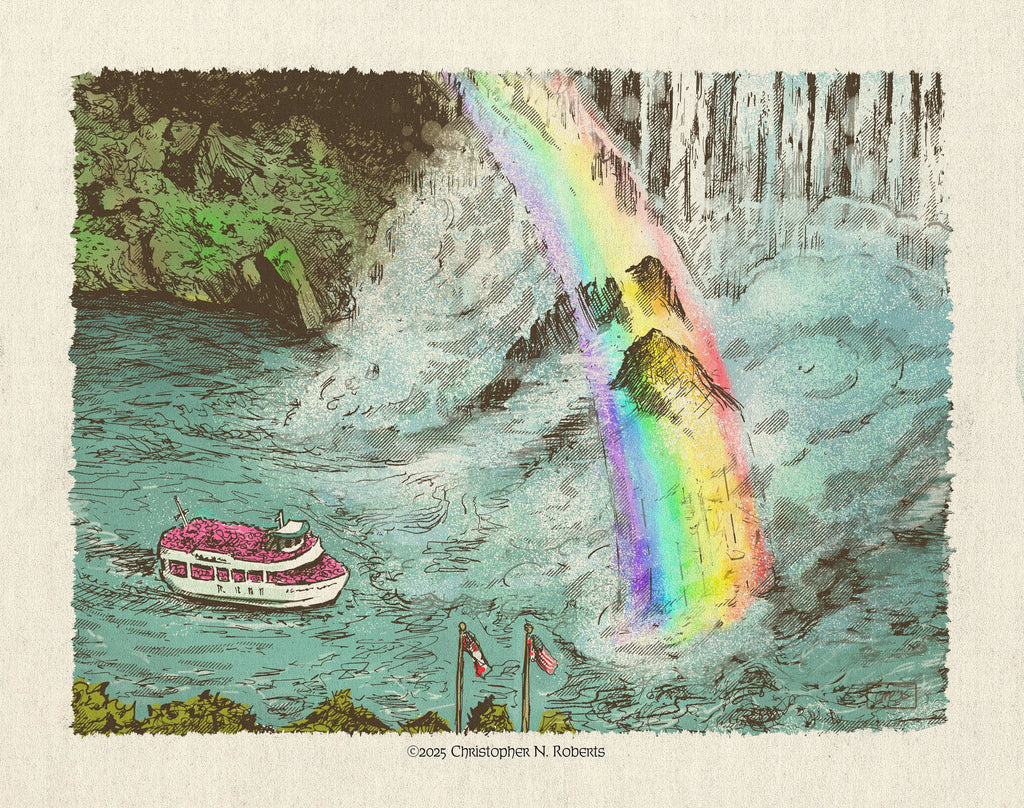 Maid of the Mist Watercolor and Pen Illustration – Niagara Falls Wall Decor Souvenir | Art Print