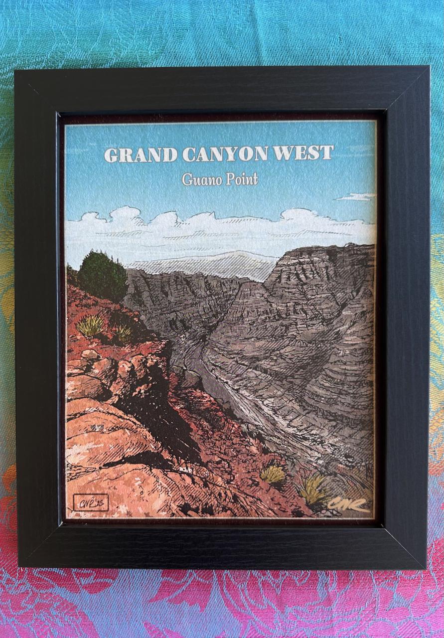 Grand Canyon West Rim - Guano Point Western Landscape - Hand Drawn Poster | Art Print